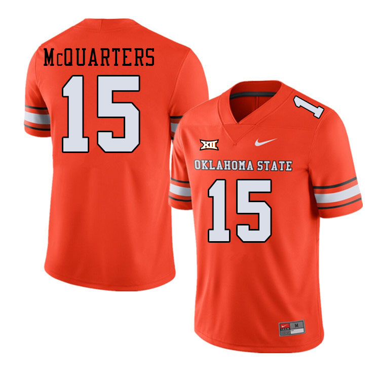 Men #15 Rylan McQuarters Oklahoma State Cowboys College Football Jerseys Stitched-Alternate Orange